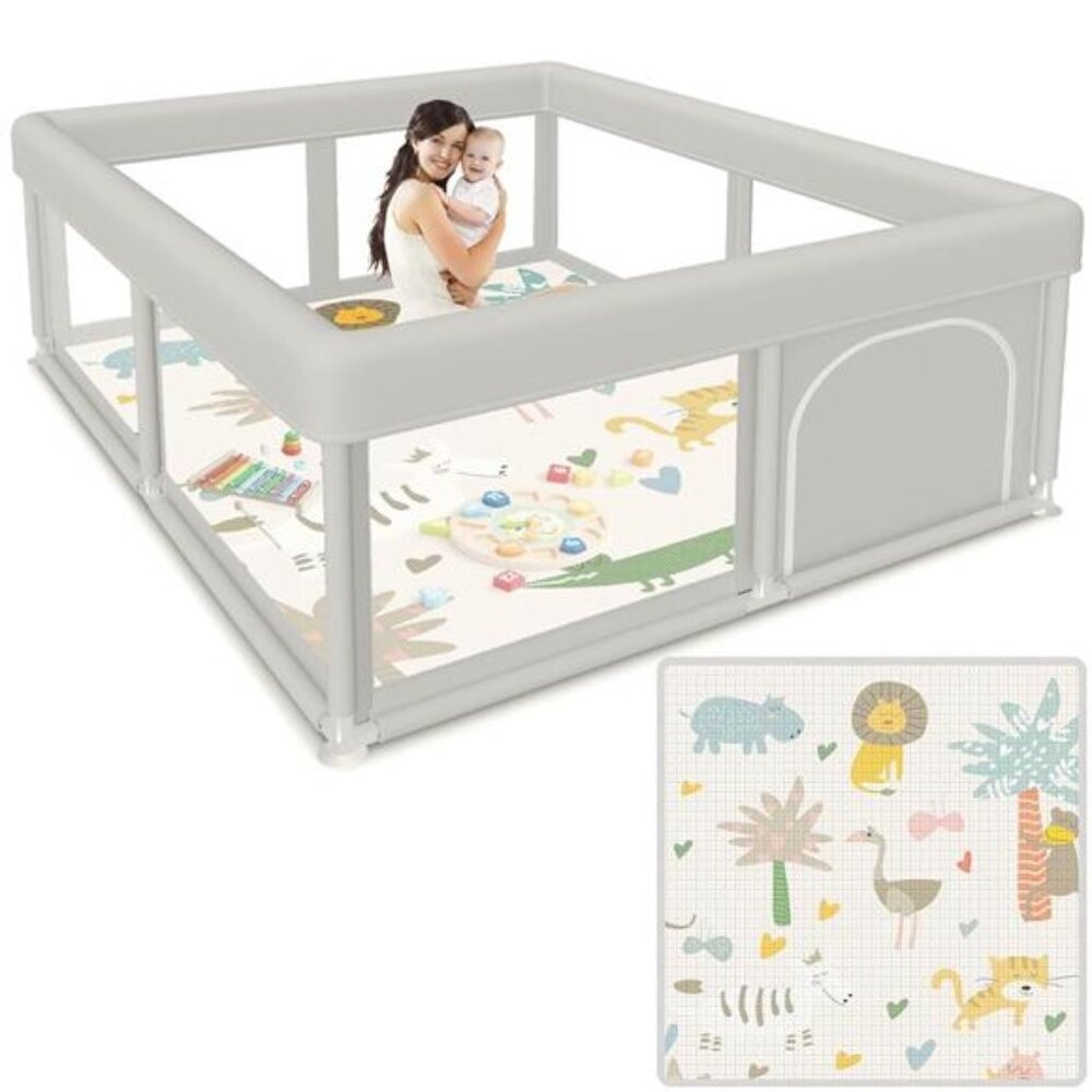 Baby Playpen 50x50 Inch Baby Playpen with Mat, Play Pen for Babies